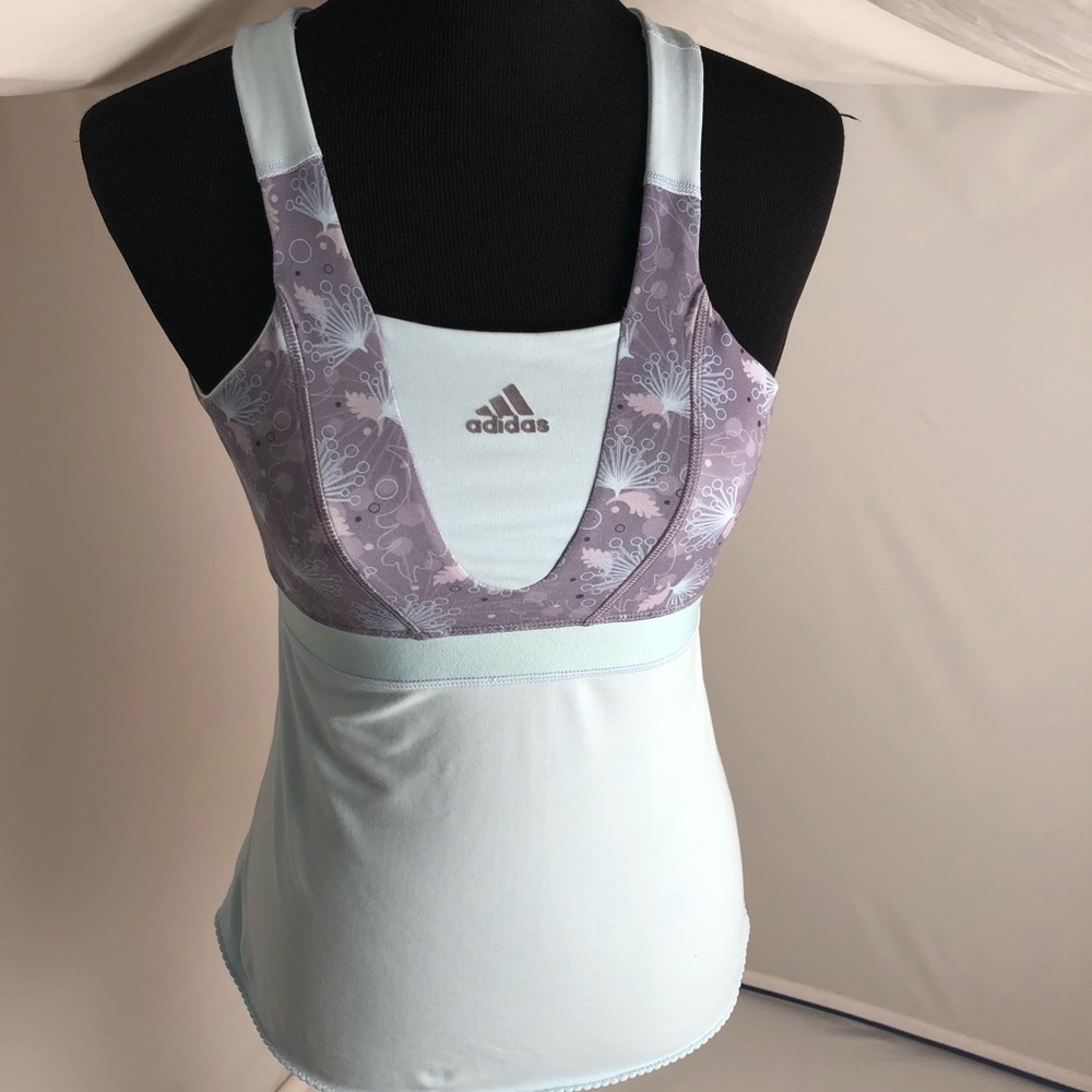 Adidas light blue and gray workout tank top S